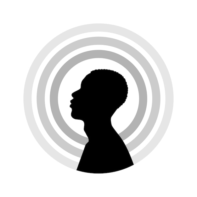 Silueta de hombre negro. vista lateral de la cara del hombre africano. ilustración vectorial