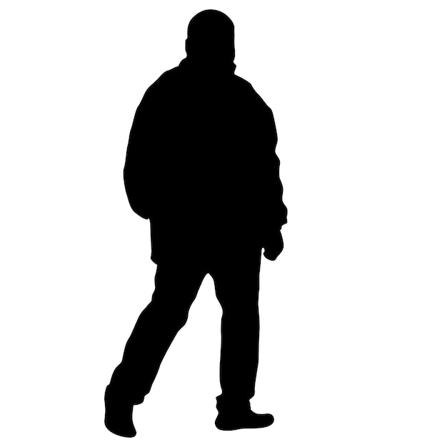 silueta, hombre, posición, gente, blanco, plano de fondo