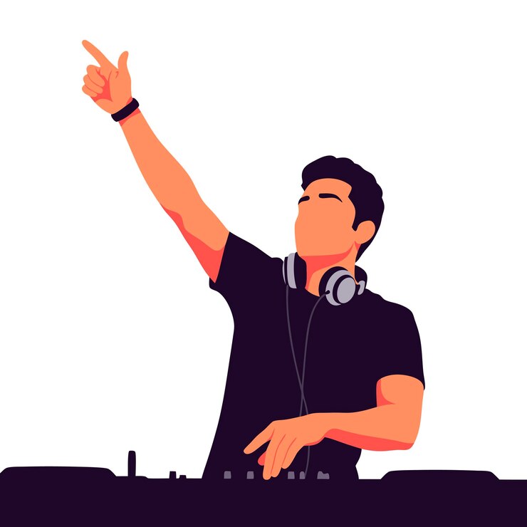 Vector silueta de un hombre tocando música en una ilustración vectorial con gesto expresivo