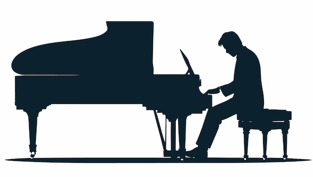 Vector silueta de un hombre tocando el piano