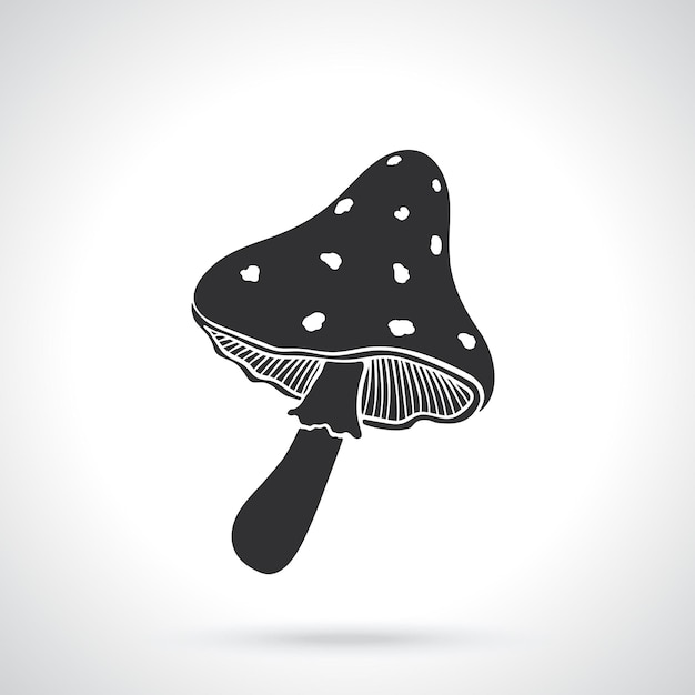 Silueta de hongo Amanita Toadstool venenoso Amanita muscaria Vector illust