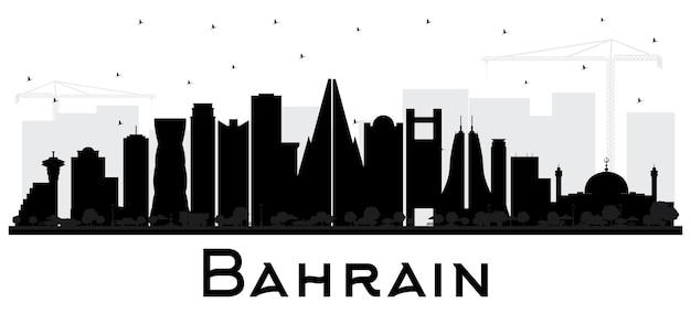 Silueta del horizonte de la ciudad de bahrein con edificios negros aislados en blanco. ilustración de vector. concepto de turismo y viajes de negocios con arquitectura moderna. paisaje urbano de bahrein con hitos.