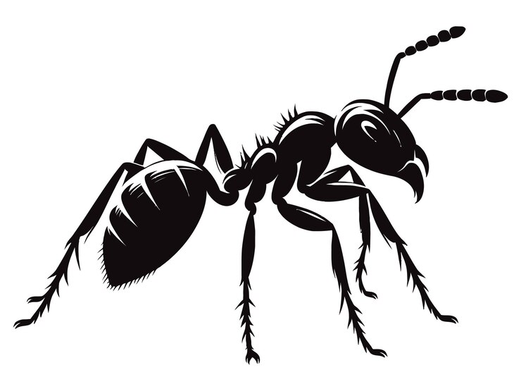 Silueta de hormiga con fondo blanco
