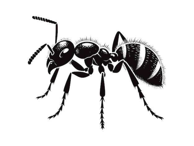 Silueta de hormiga con fondo blanco