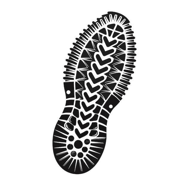 Vector silueta de huella de zapato sobre un fondo blanco