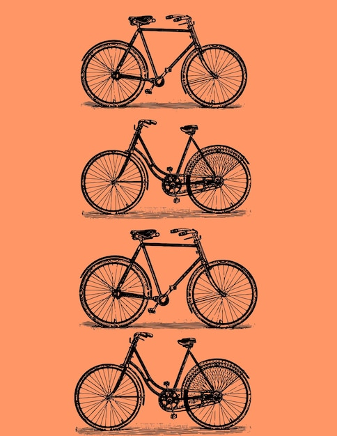 Silueta de icono de bicicleta, bicicleta de hombre retro, imagen vectorial