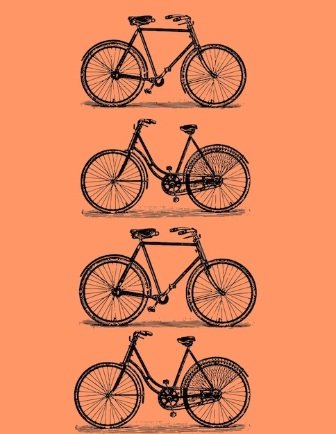 Silueta de icono de bicicleta, bicicleta de hombre retro, imagen vectorial