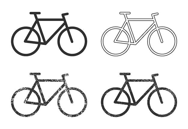 La silueta del icono de la bicicleta El signo del logotipo de la tienda de deportes de bicicletas La forma del símbolo de la pista de ciclismo Ilustración vectorial i