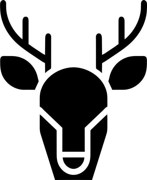 Silueta de icono de cabeza de ciervo simple en ilustración vectorial de estilo plano