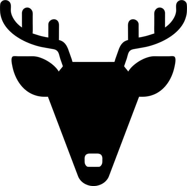 Silueta de icono de cabeza de ciervo simple en ilustración vectorial de estilo plano