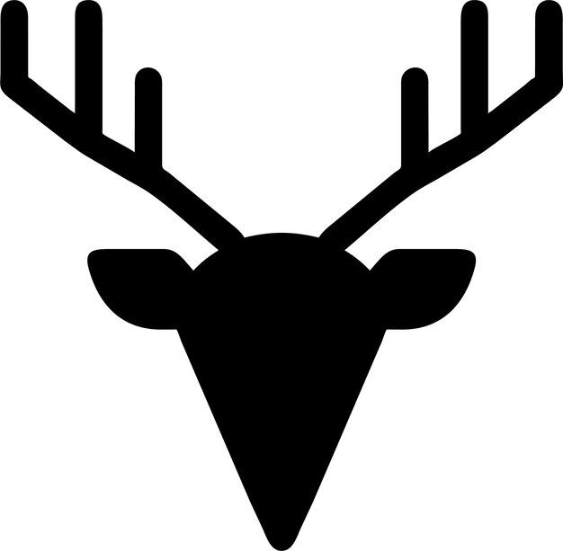 Silueta de icono de cabeza de ciervo simple en ilustración vectorial de estilo plano