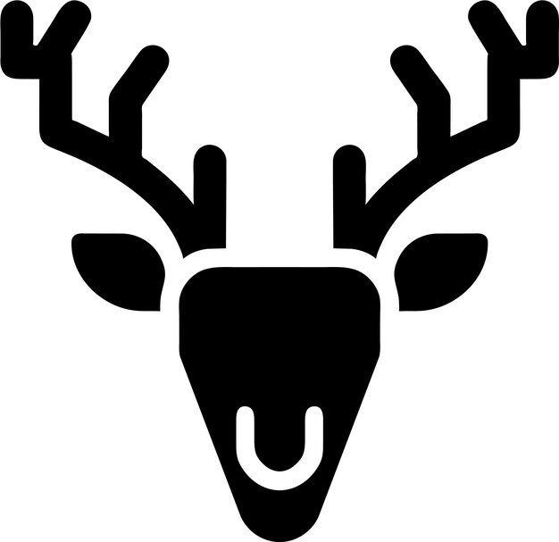 Silueta de icono de cabeza de ciervo simple en ilustración vectorial de estilo plano