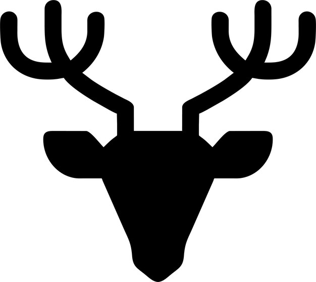 Silueta de icono de cabeza de ciervo simple en ilustración vectorial de estilo plano