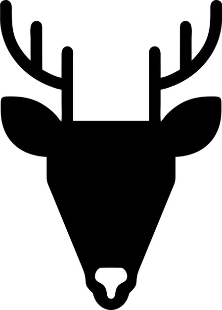 Silueta de icono de cabeza de ciervo simple en ilustración vectorial de estilo plano