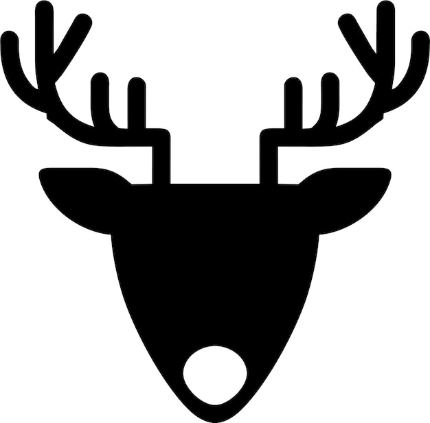 Silueta de icono de cabeza de ciervo simple en ilustración vectorial de estilo plano