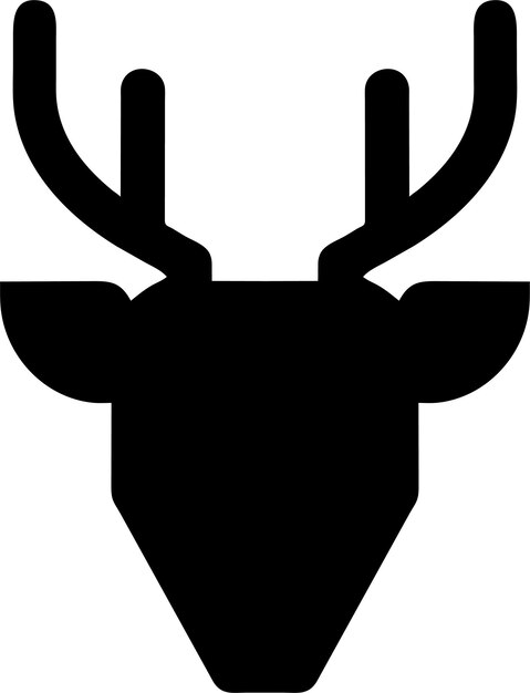 Silueta de icono de cabeza de ciervo simple en ilustración vectorial de estilo plano