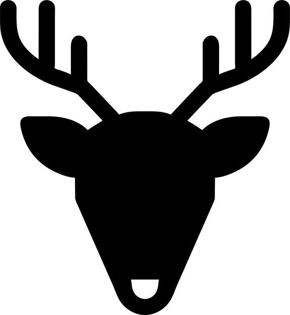 Silueta de icono de cabeza de ciervo simple en ilustración vectorial de estilo plano