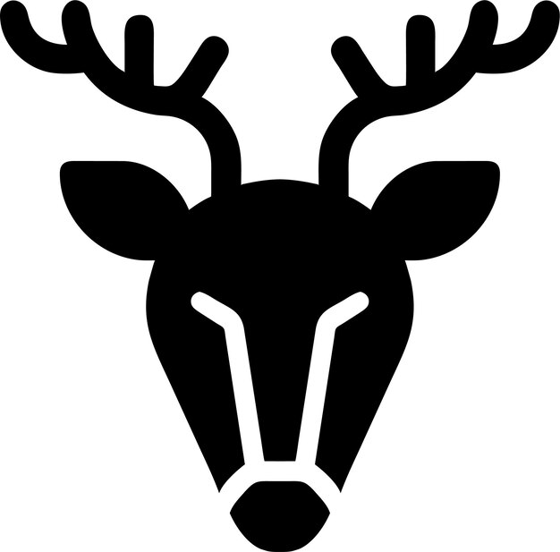 Silueta de icono de cabeza de ciervo simple en ilustración vectorial de estilo plano