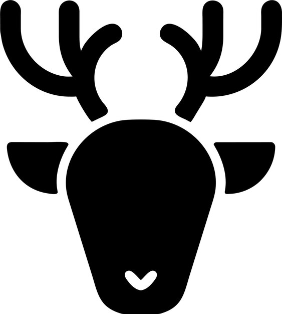 Silueta de icono de cabeza de ciervo simple en ilustración vectorial de estilo plano