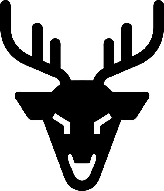 Silueta de icono de cabeza de ciervo simple en ilustración vectorial de estilo plano
