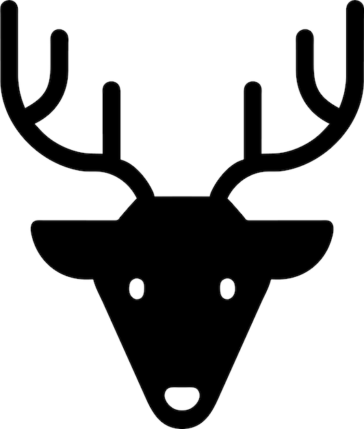 Silueta de icono de cabeza de ciervo simple en ilustración vectorial de estilo plano