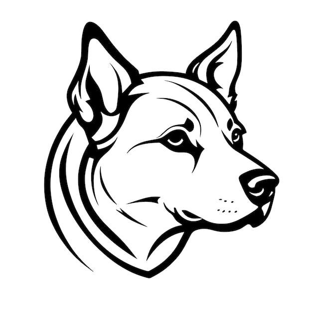 Silueta Icono de cabeza de perro Ilustración vectorial aislada en blanco Logotipo de animal sencillo Concepto de logotipo