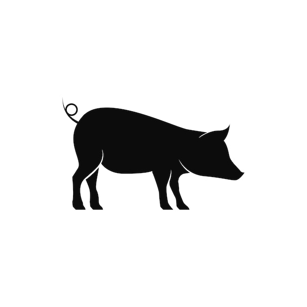 Silueta de icono de cerdo aislado fondo blanco.