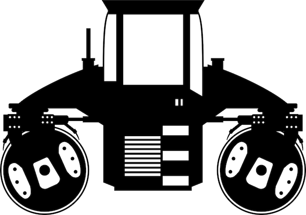 Silueta del icono del compactador de rodillos de carretera en la ilustración vectorial de estilo plano