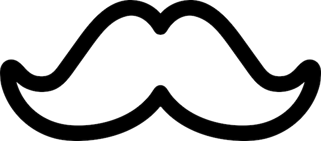 Silueta de icono de contorno de bigote simple en ilustración vectorial de estilo plano