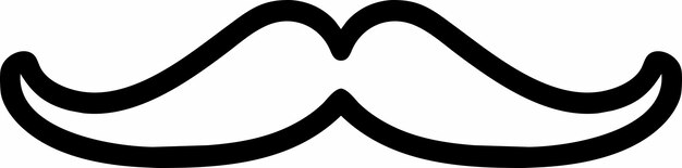 Silueta de icono de contorno de bigote simple en ilustración vectorial de estilo plano