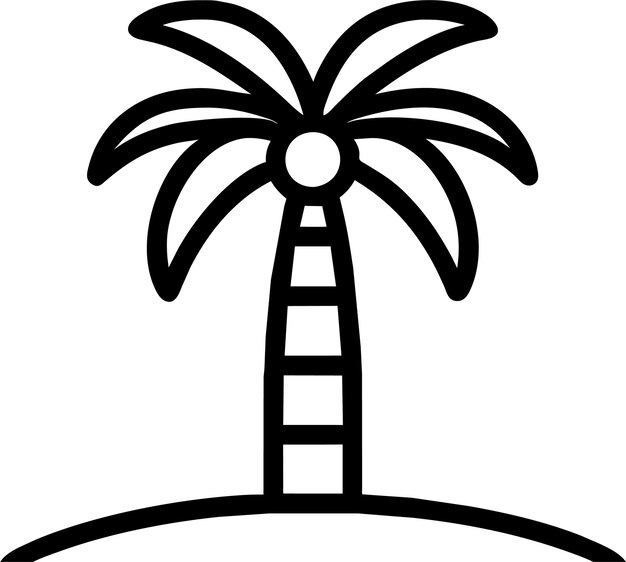Silueta de icono de contorno de palmera simple en ilustración vectorial de estilo plano