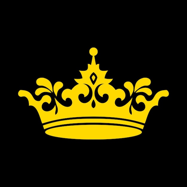 Silueta del icono de la corona dorada el escudo de armas y el símbolo real aislados en negro