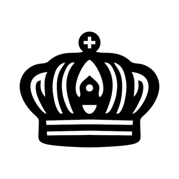 Silueta del icono de la corona negra El escudo de armas y el símbolo real aislados en blanco