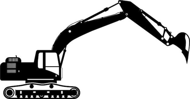 Silueta del icono de la excavadora en la ilustración vectorial de estilo plano