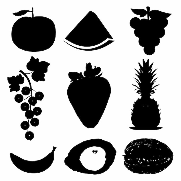 Silueta de icono de frutas en blanco y negro