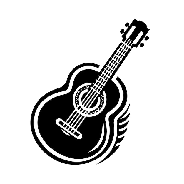 Silueta del ícono de la guitarra aislado en blanco