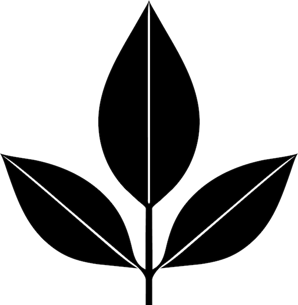 Silueta del icono de hoja de árbol en ilustración vectorial de estilo plano