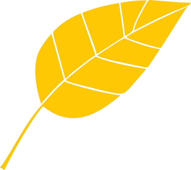 Silueta del icono de hoja de árbol de otoño amarillo en ilustración vectorial de estilo plano