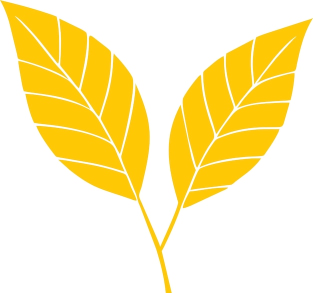 Vector silueta del icono de hoja de árbol de otoño amarillo en ilustración vectorial de estilo plano
