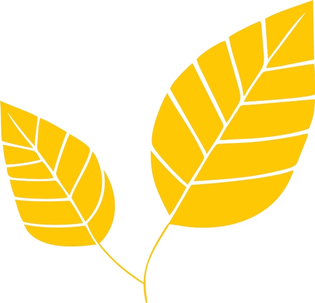 Silueta del icono de hoja de árbol de otoño amarillo en ilustración vectorial de estilo plano