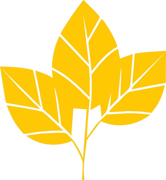 Vector silueta del icono de hoja de árbol de otoño amarillo en ilustración vectorial de estilo plano