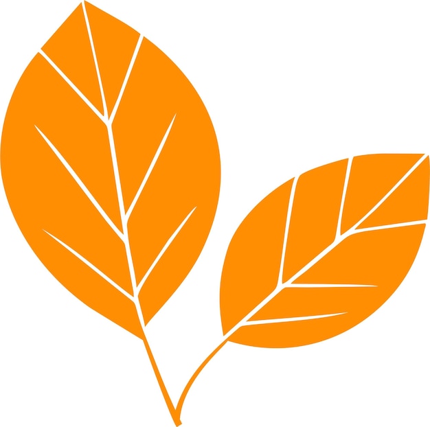 Silueta del icono de hoja de árbol de otoño naranja en ilustración vectorial de estilo plano