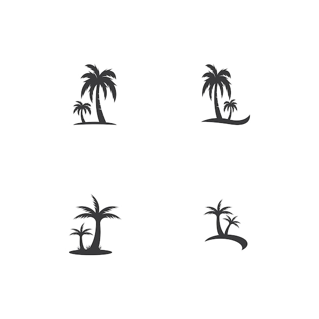 Silueta de icono de logotipo de árbol de coco de Palma