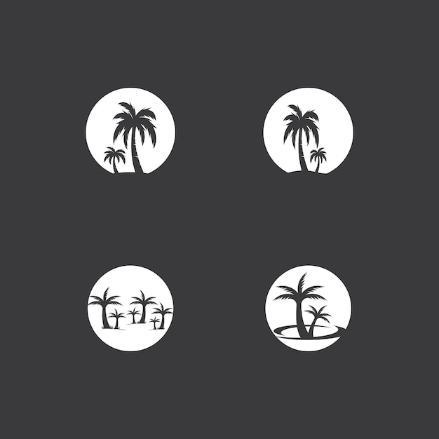 Silueta de icono de logotipo de árbol de coco de Palma