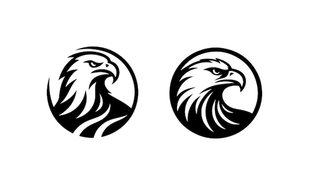 Una silueta del icono del logotipo de Bald Eagle con un diseño de fondo blanco