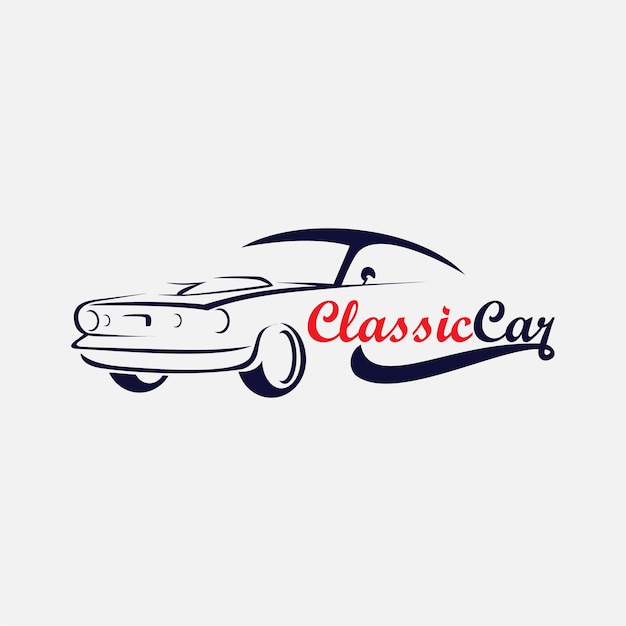 Silueta del icono de logotipo de coche clásico, logotipo automotriz