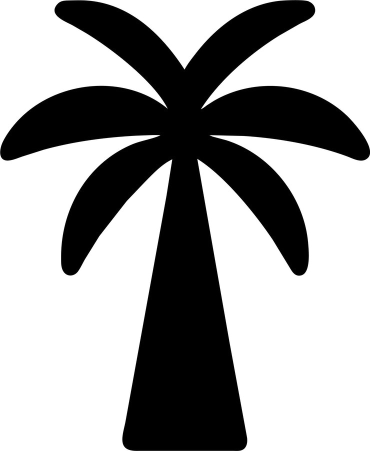 Vector silueta de icono de palmera simple en ilustración vectorial de estilo plano