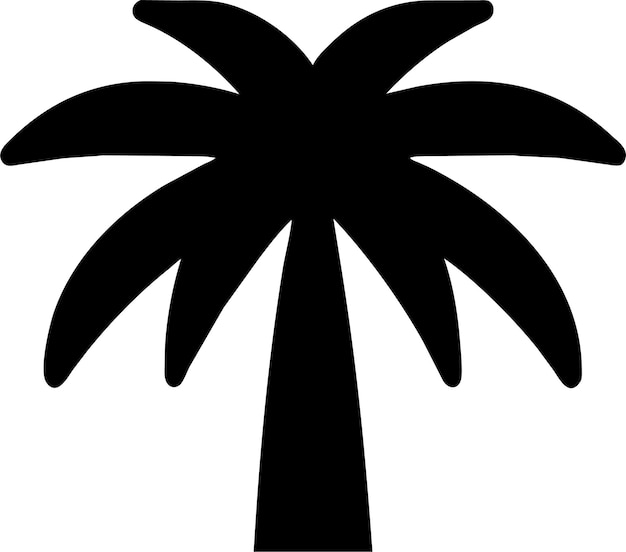 Silueta de icono de palmera simple en ilustración vectorial de estilo plano