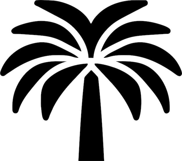 Silueta de icono de palmera simple en ilustración vectorial de estilo plano