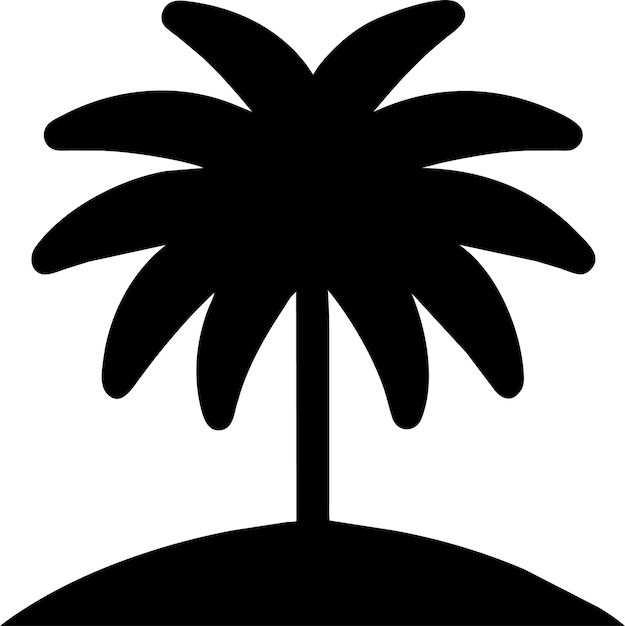 Vector silueta de icono de palmera simple en ilustración vectorial de estilo plano